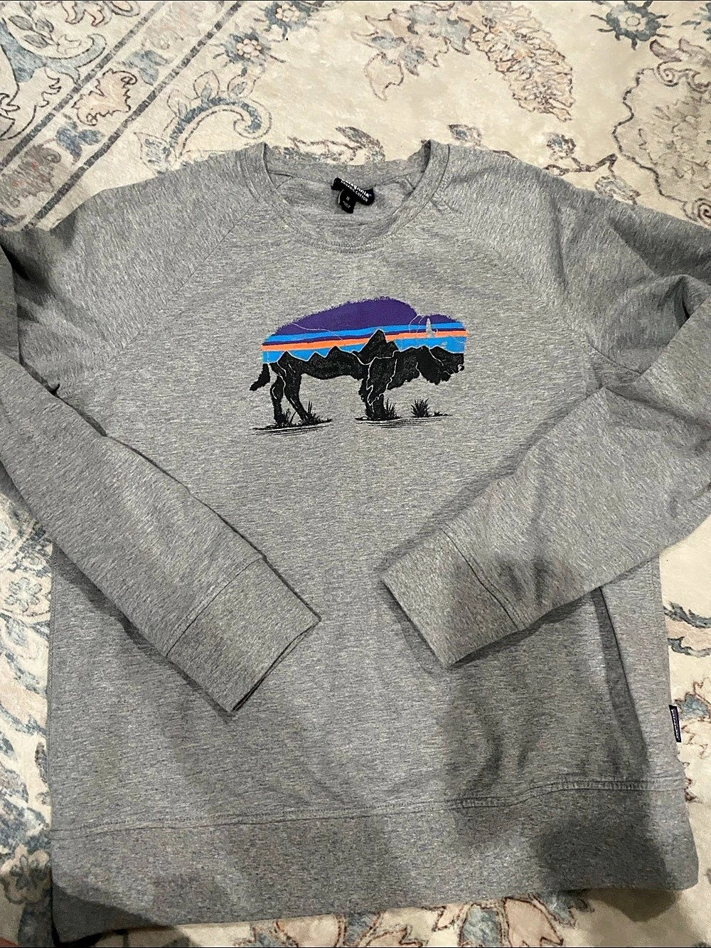 Patagonia Fitz Roy Bison Lightweight Crew Sweatshirt Gray Medium